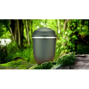 Biodegradable Cremation Ashes Funeral Urn / Casket - GALLANT GREY with SILVER BAND